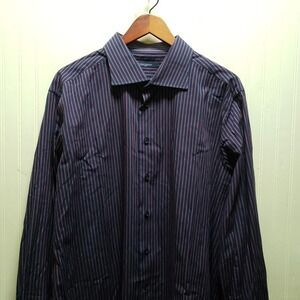 Camicissima Dress Shirt Mens XL Blue Stripe Slim Fit Cotton Long Sleeve Woven